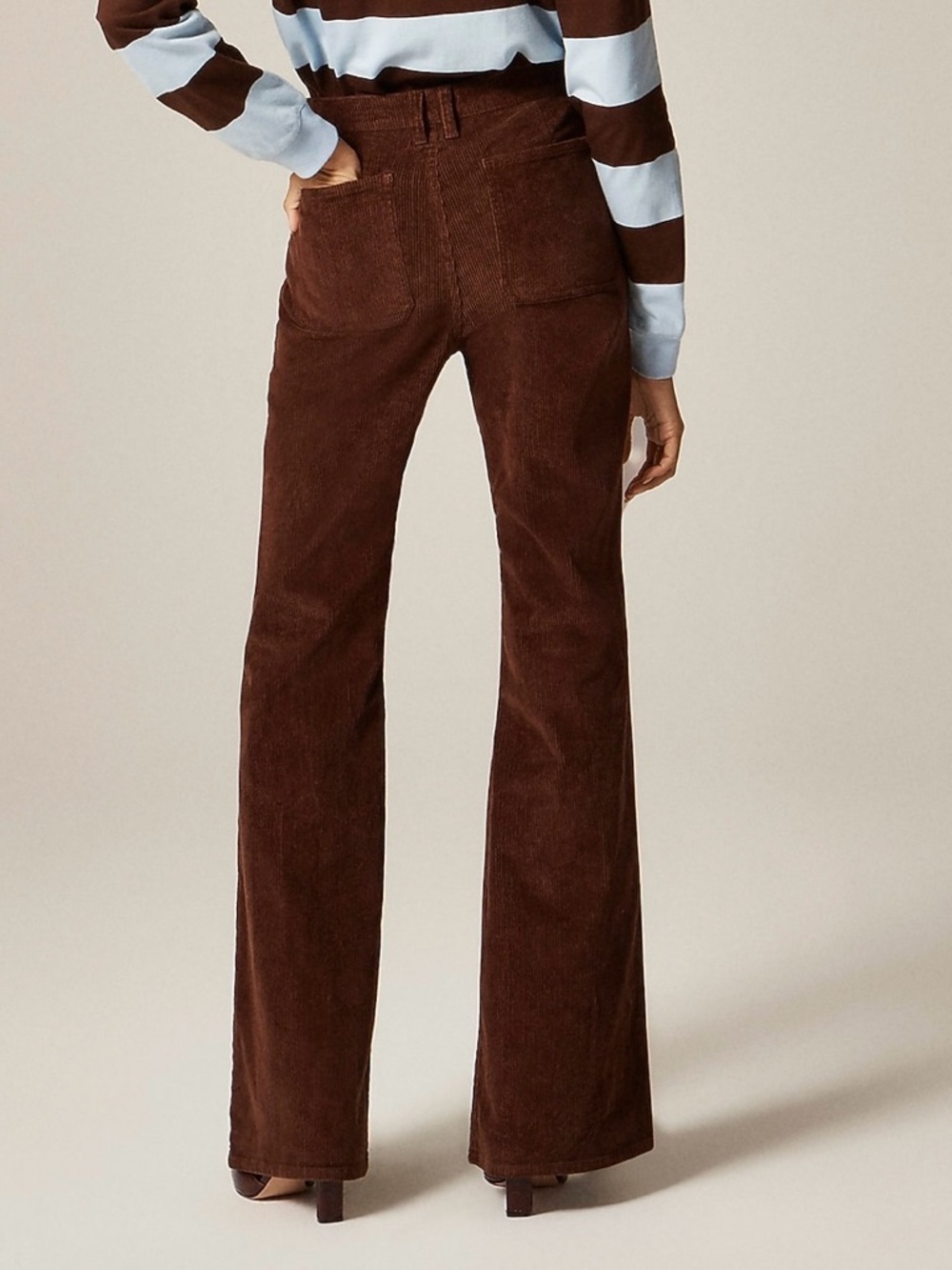 Vintage J. Crew Brown Corduroy Women’s High-Rise Flared Pants, Sz 29. NWOT - Picture 4 of 14